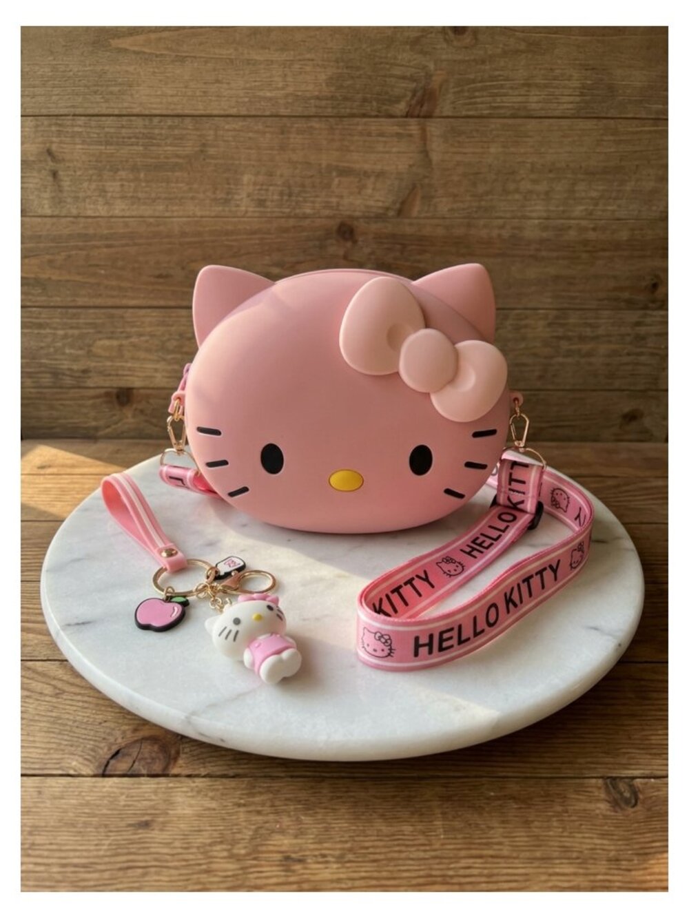 Silicone Crossbody Bag Set with Adjustable Strap and Keychain for Girls